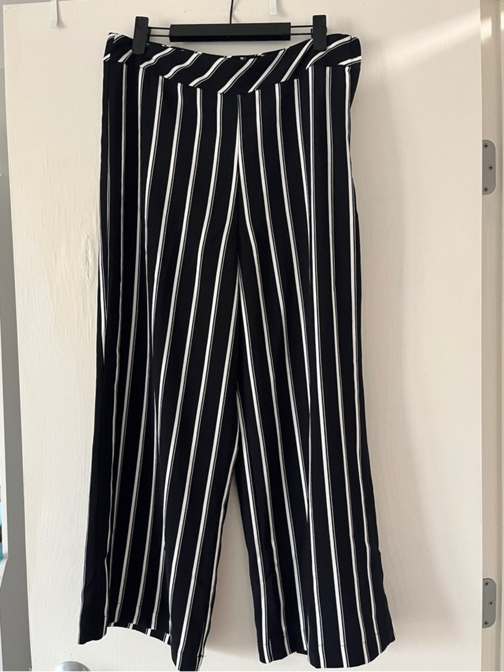 H&M Black and White Vertical-Stripe Wide-Leg Pants